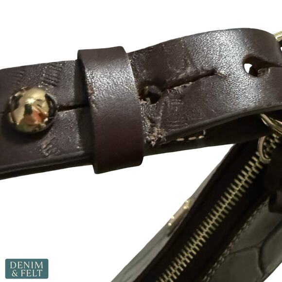 NEW Dooney & Bourke Denison Small Hobo Smoke Grey Croc Embossed Leather Luxe Bag - Picture 16 of 16